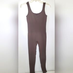 Giulia Size S Brown Sleeveless Ribbed Jumpsuit